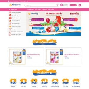 Mẫu website bán sữa, tã, đồ em bé