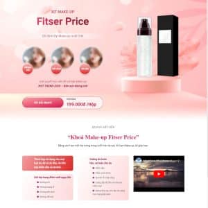 Mẫu website landing page xịt makup