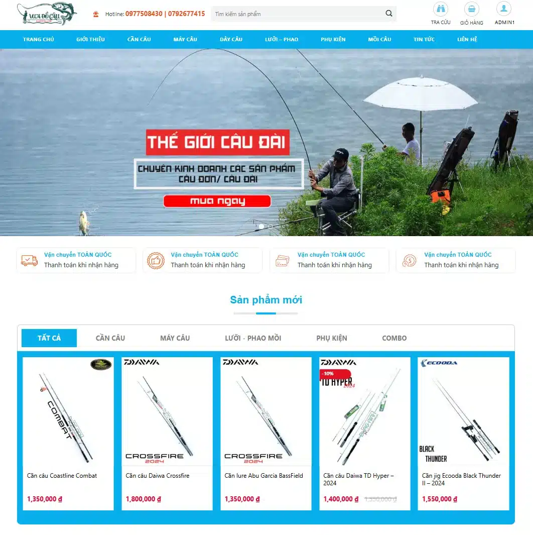 Mẫu website bán đồ câu cá 02